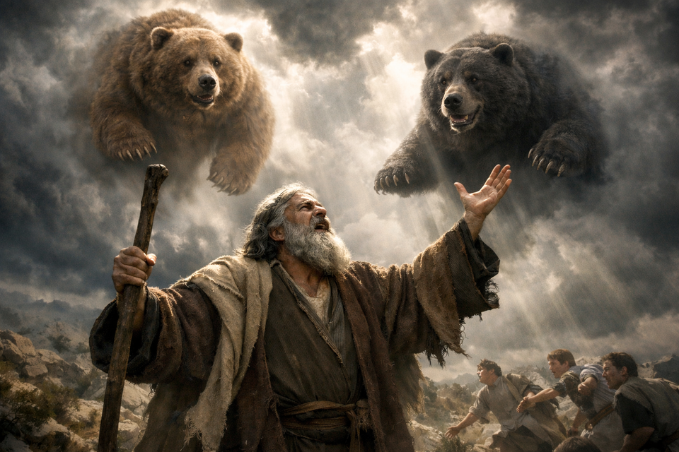 Elisha calling down two bears from heaven